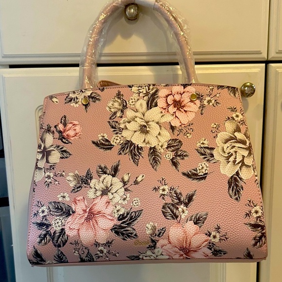NWT -Crossi- Floral Pink/ Blush Bow Handbag - Picture 2 of 3